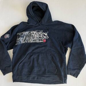 Jack's Surfboards Hoodie Mens 2XL Blue Fleece Pullover Sweatshirt Graphic Logo